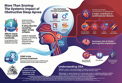 Infographic by The Sleep Translator titled More Than Snoring: The Systemic Impact of Obstructive Sleep Apnea.