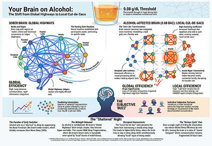Your Brain on Alcohol: The Shift from Global Highways to Local Cul-de-Sacs