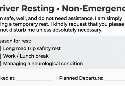 "Driver Resting • Non-Emergency" Dash Sign